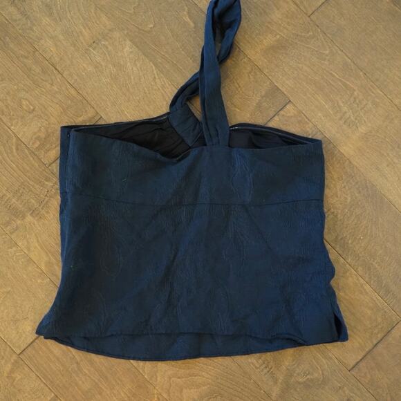 NWT Veronica Beard Belinda Jacquard Linen One Shoulder Strap Top Size 10 Black - Picture 6 of 8